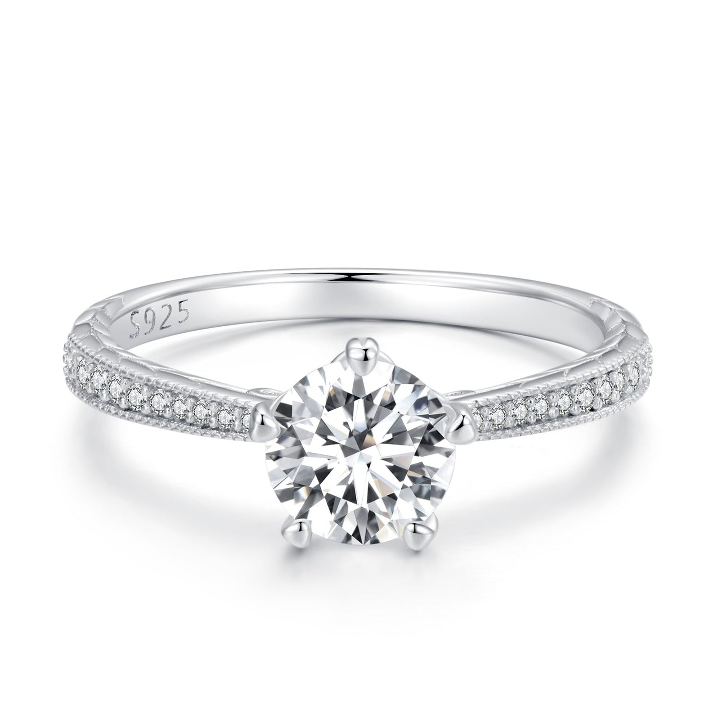 925 Sterling Silver Moissanite 0.8ct Ring Size 6 for Women