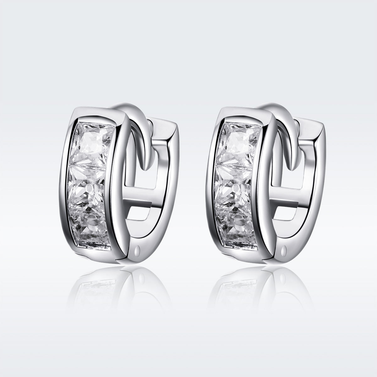 925 Sterling Silver Plated Platinum Pavé Setting CZ Earrings