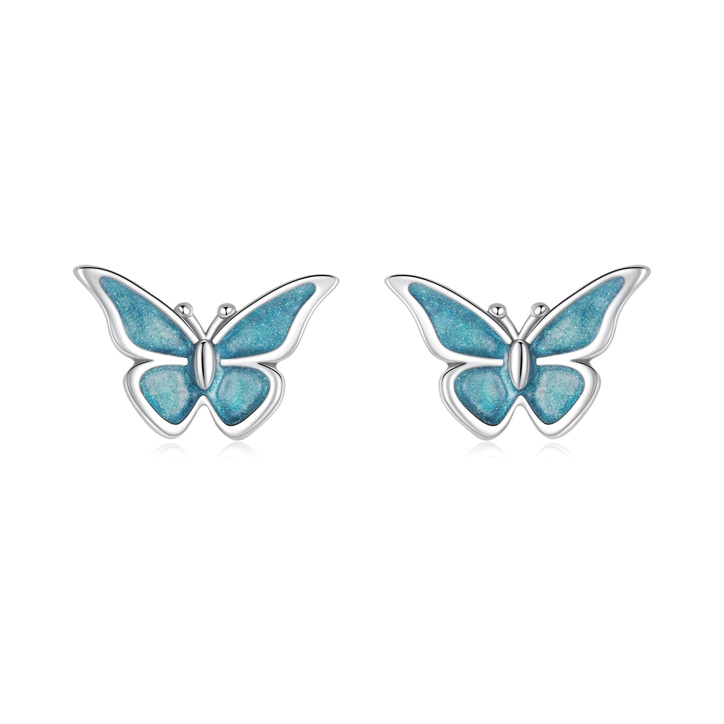 925 Sterling Silver Enamel Oxidized Earrings Size 0.7*1.1cm for Women
