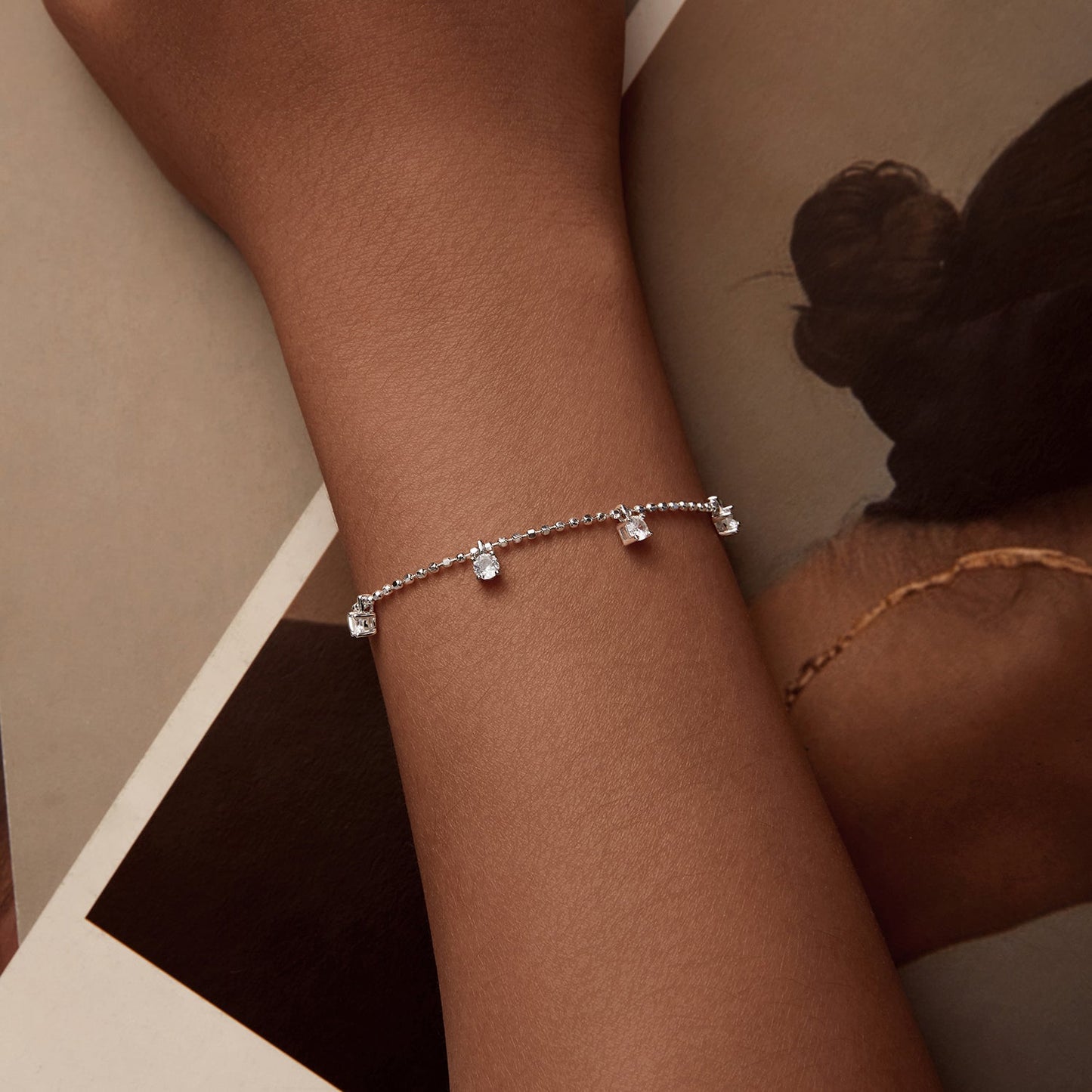 925 Sterling Silver Plated Platinum CZ Bracelet for Women