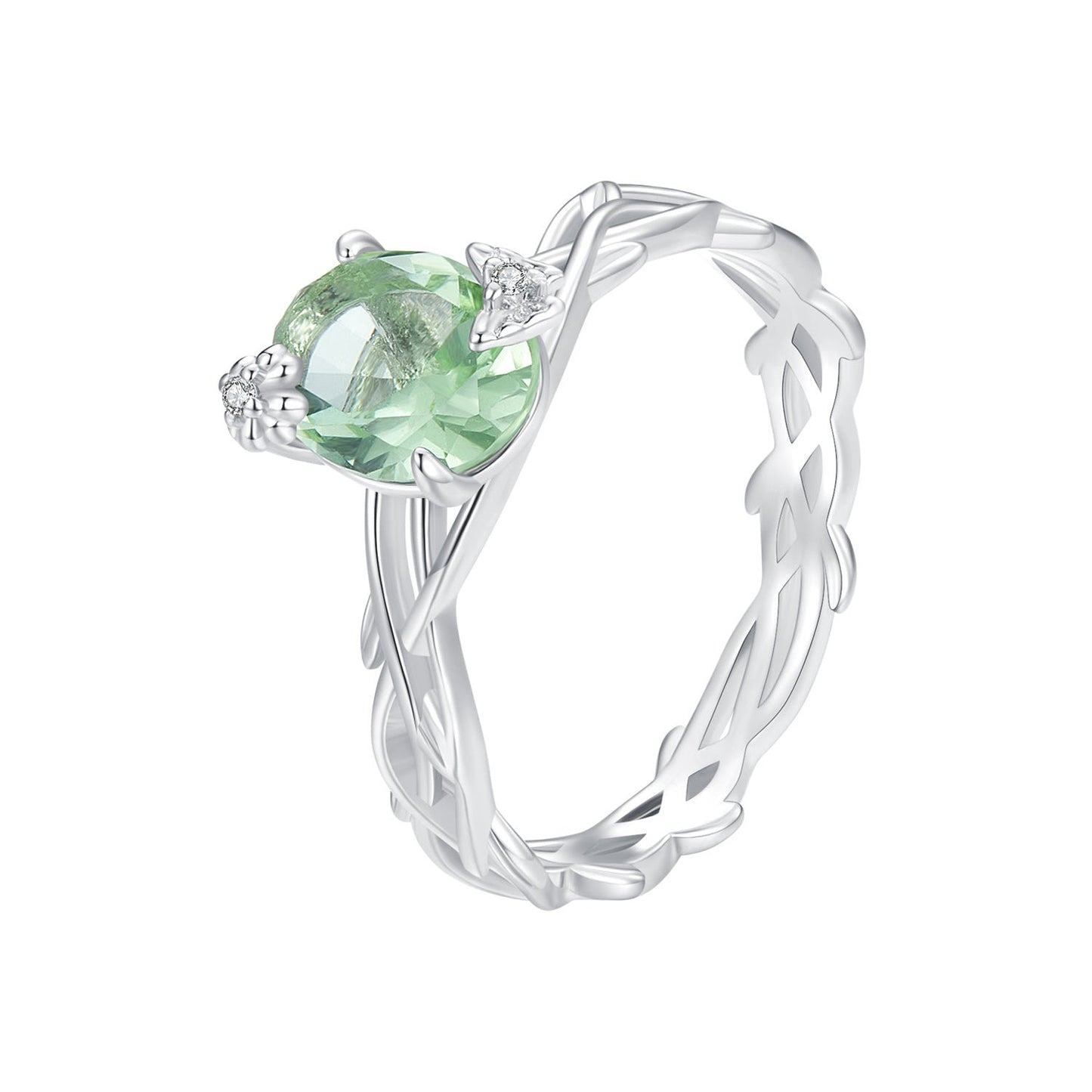925 Sterling Silver Synthetic Spinel 3.8mm Ring for Women Size 7