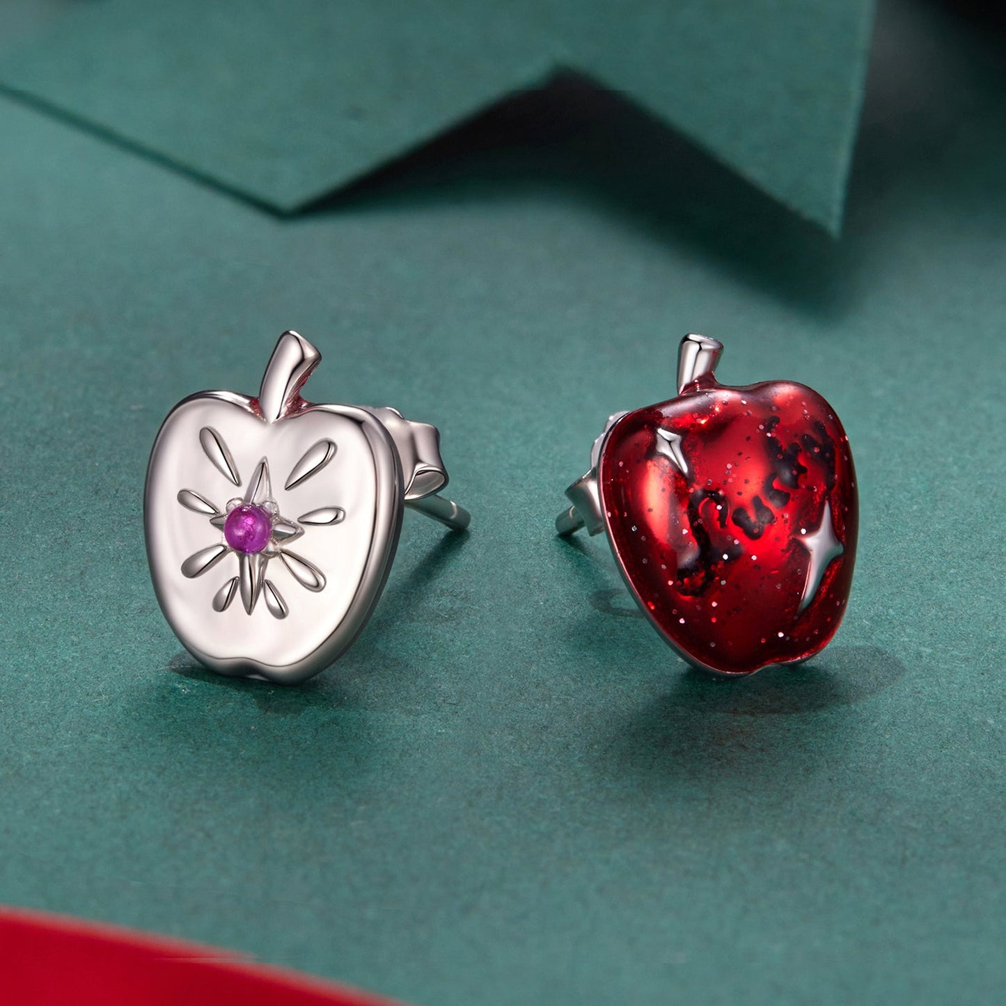 925 Sterling Silver Earrings with Synthetic Spinel & Enamel, 1.1x0.8cm for Women