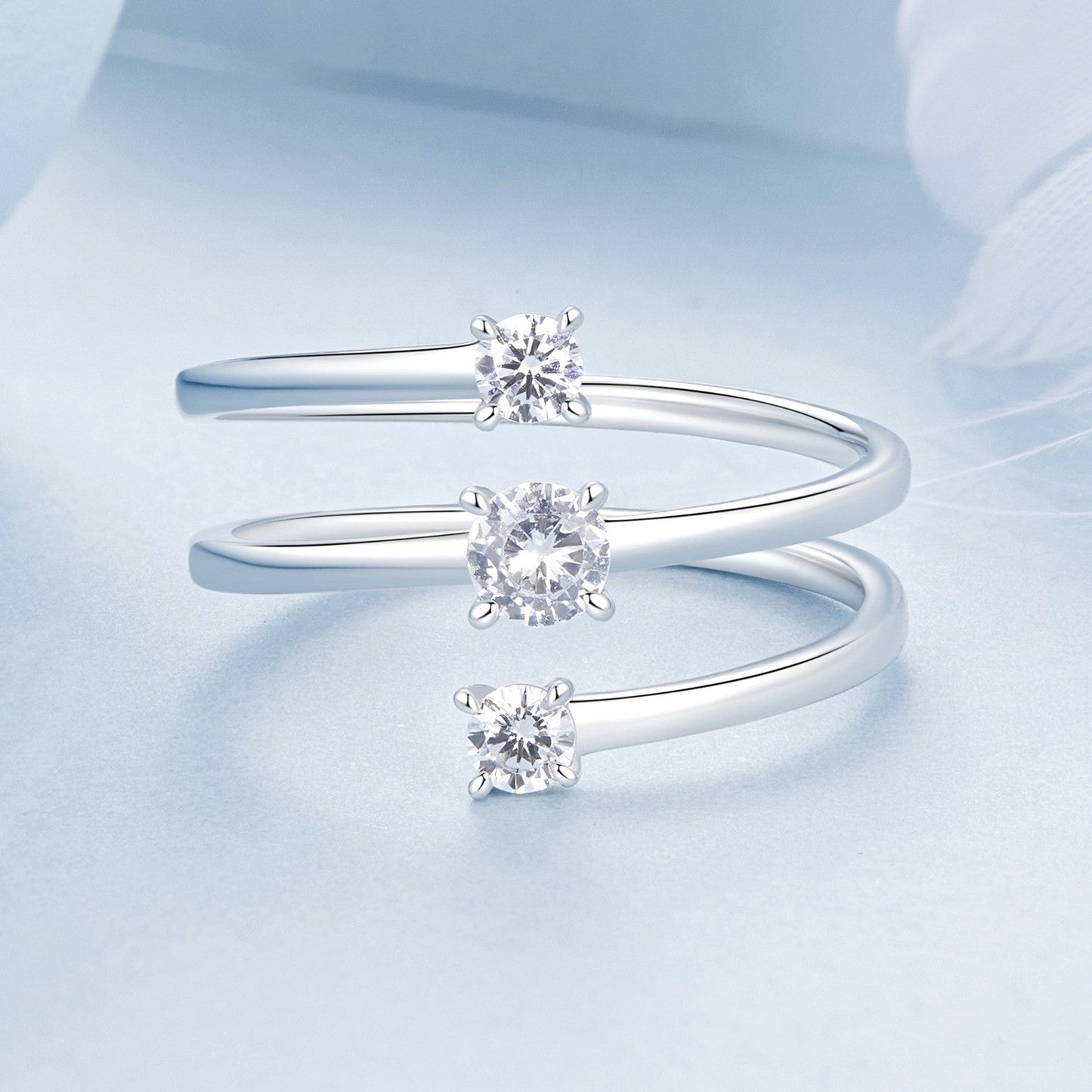 925 Sterling Silver White Gold Plated CZ Ring for Women