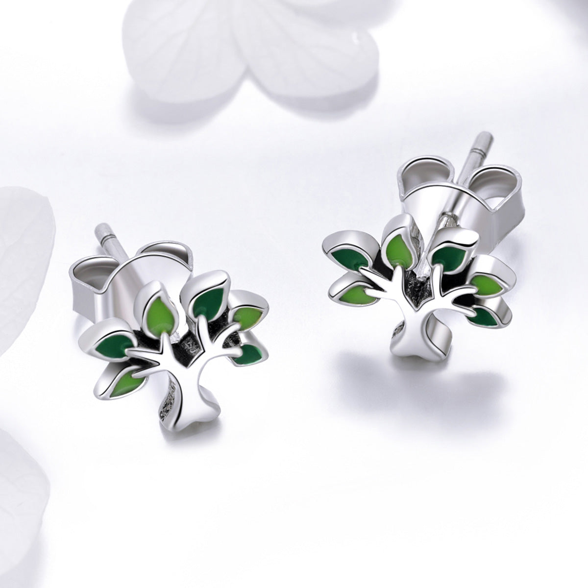 925 Sterling Silver Earrings with Enamel Process 0.8*1cm
