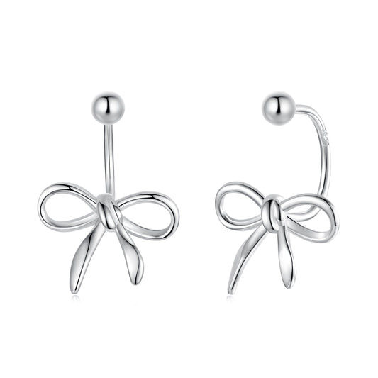 925 Sterling Silver Earrings with White Gold Plating - 1.0*1.3 cm