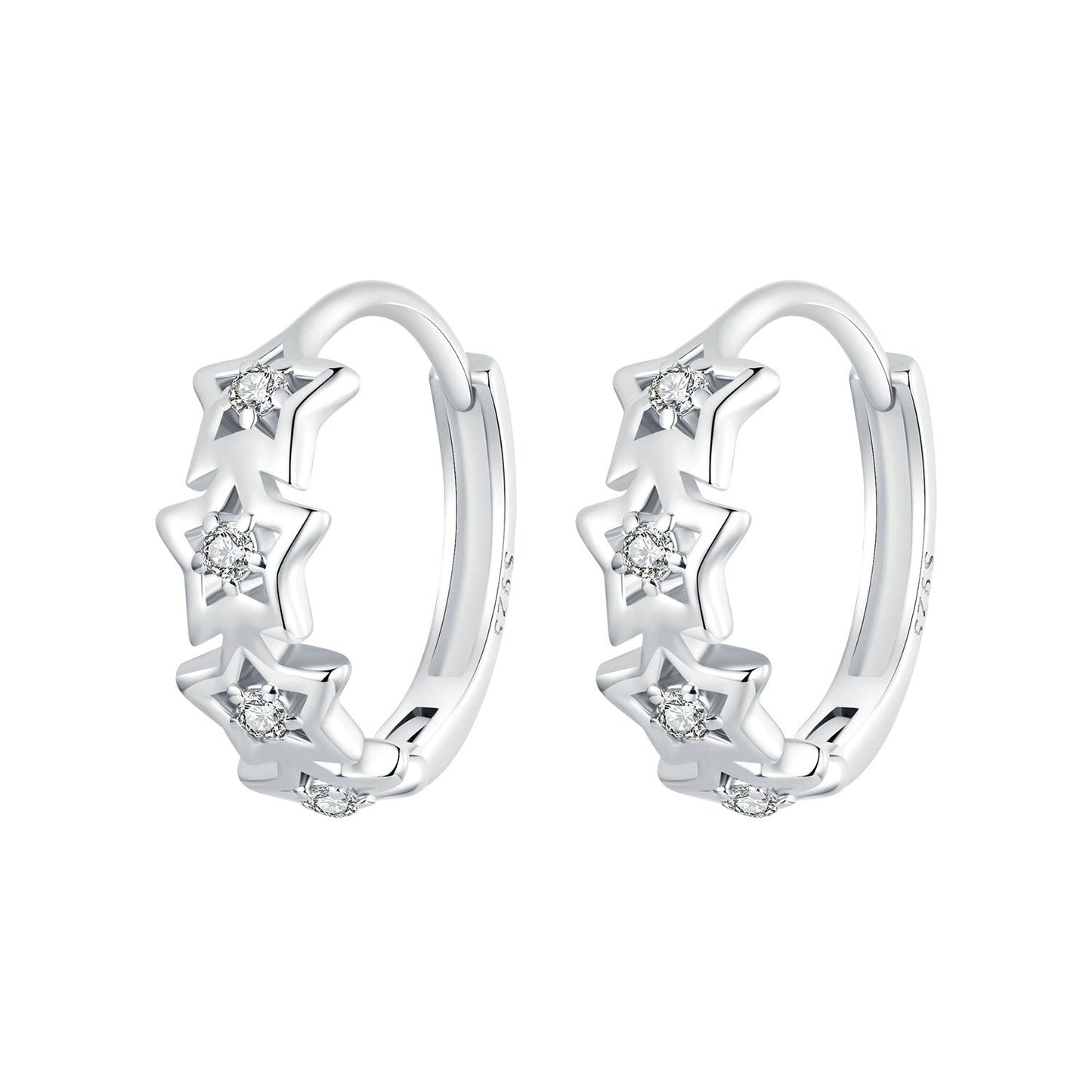 925 Sterling Silver Earrings with Pavé Setting, Size: 13*5mm, for Women