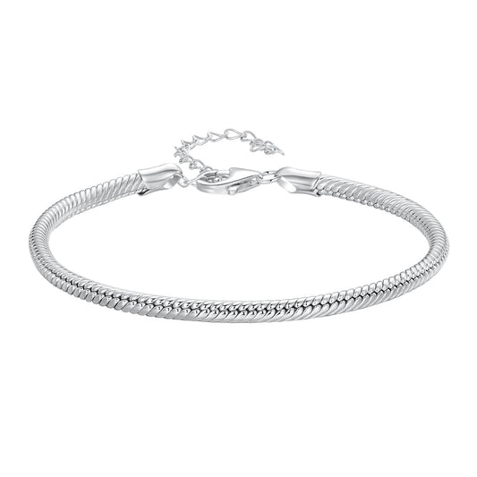 925 Sterling Silver Plated Platinum Bracelet with Adjustable Length for Women