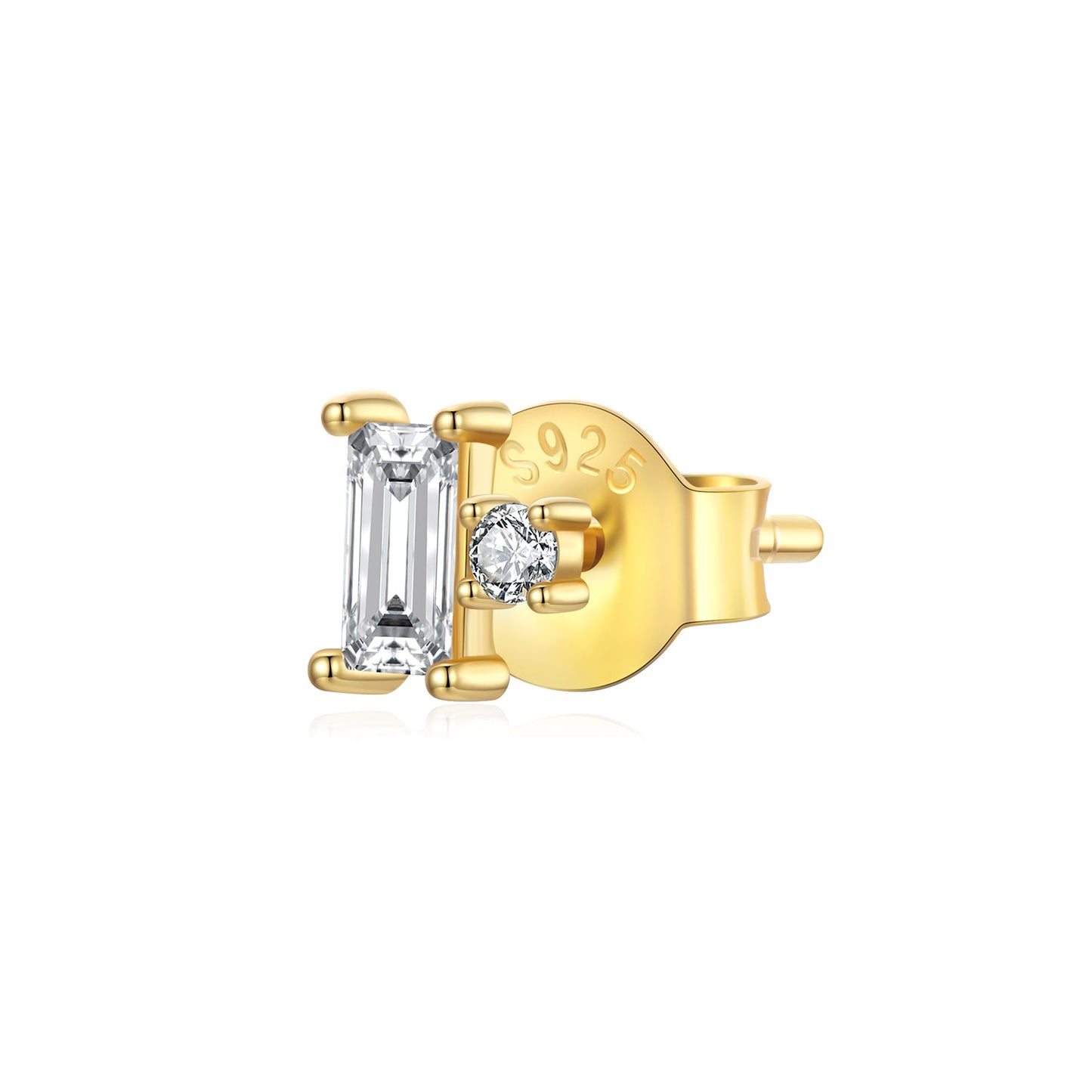 925 Sterling Silver Mini Stud Earrings with Gold Plating and CZ