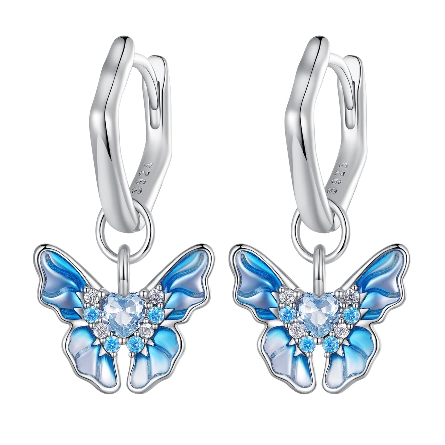 925 Sterling Silver Enamel Pavé Setting CZ Earrings for Women