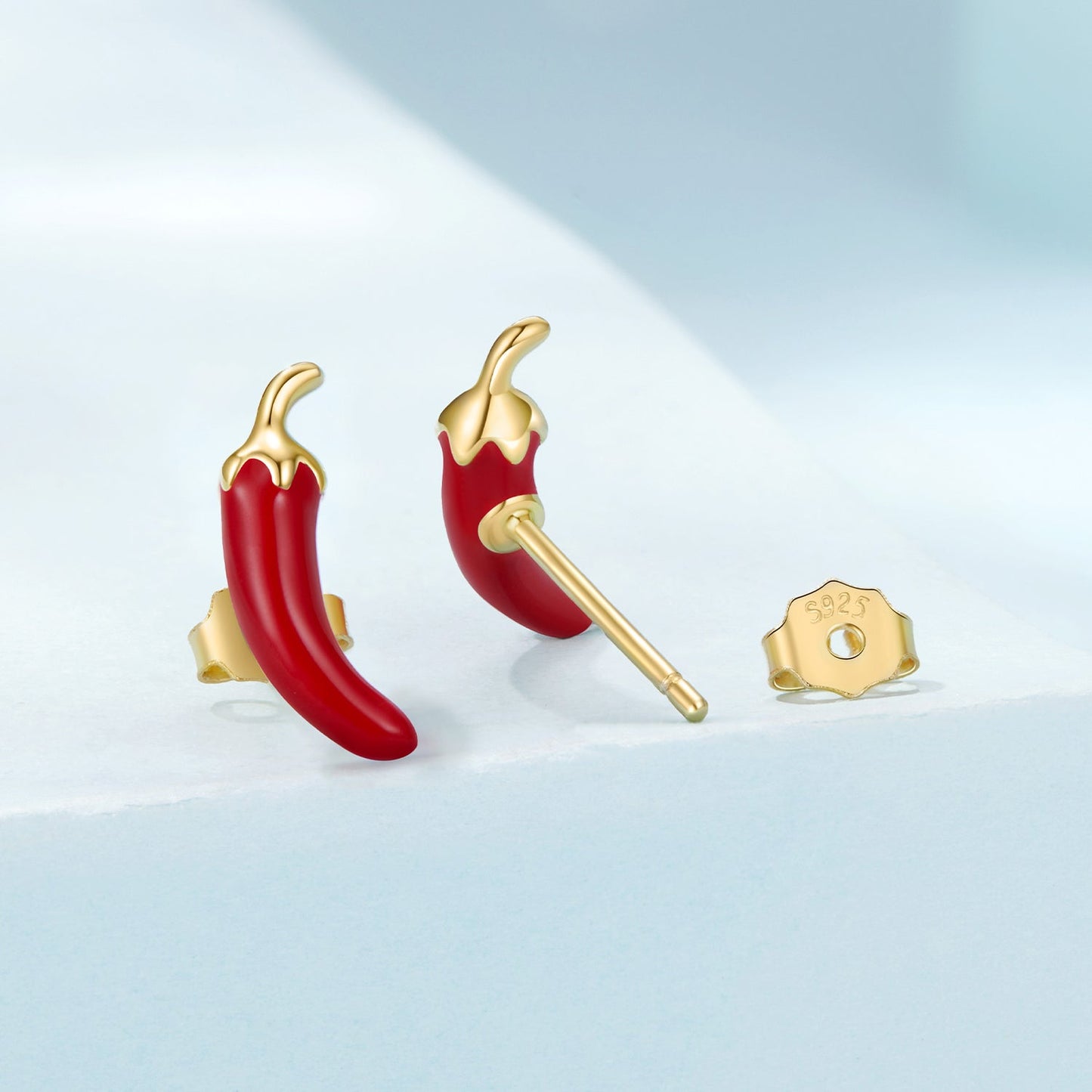 925 Sterling Silver Gold Plated Enamel Earrings for Women