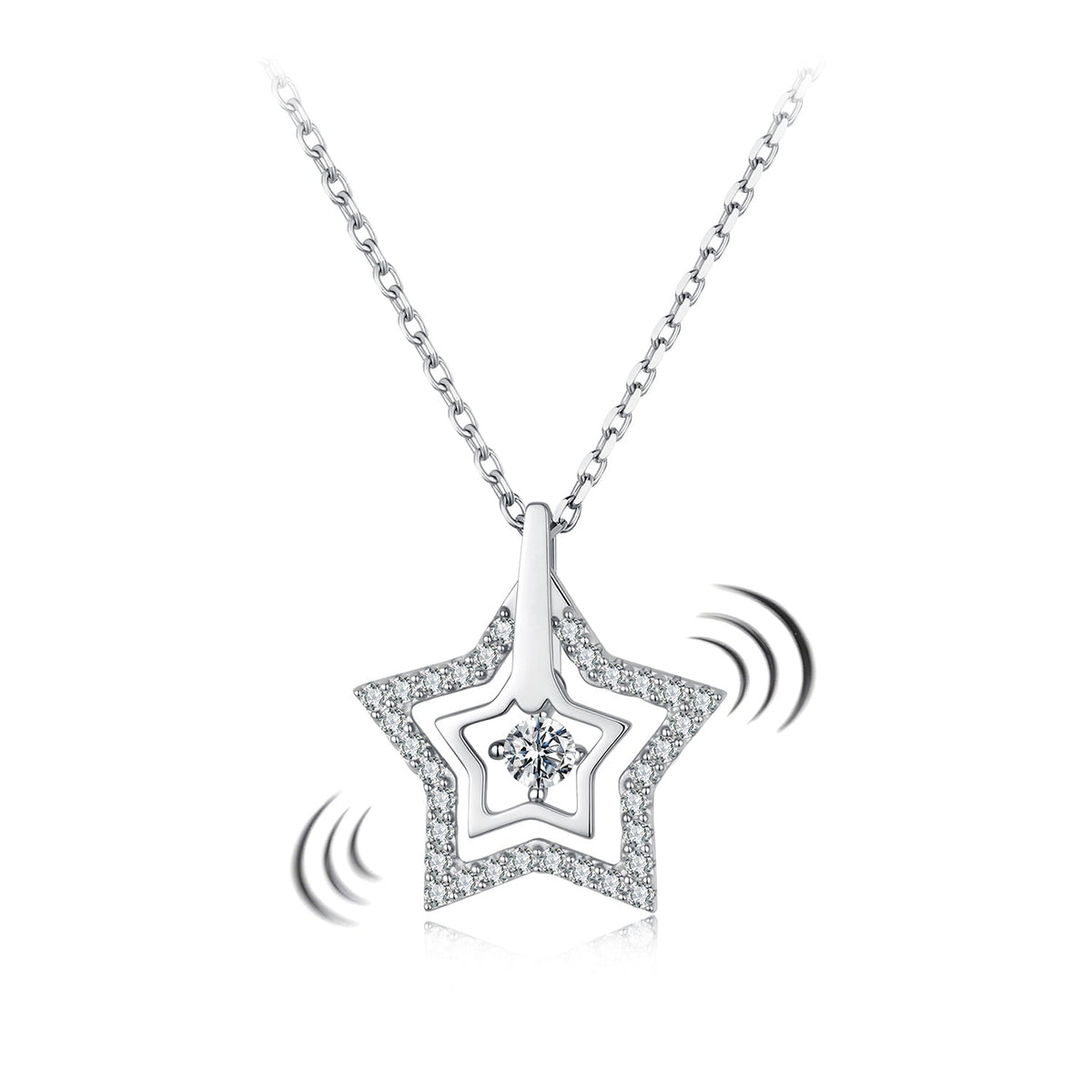 925 Sterling Silver White Gold Plated Moissanite 40+5cm Necklace for Women