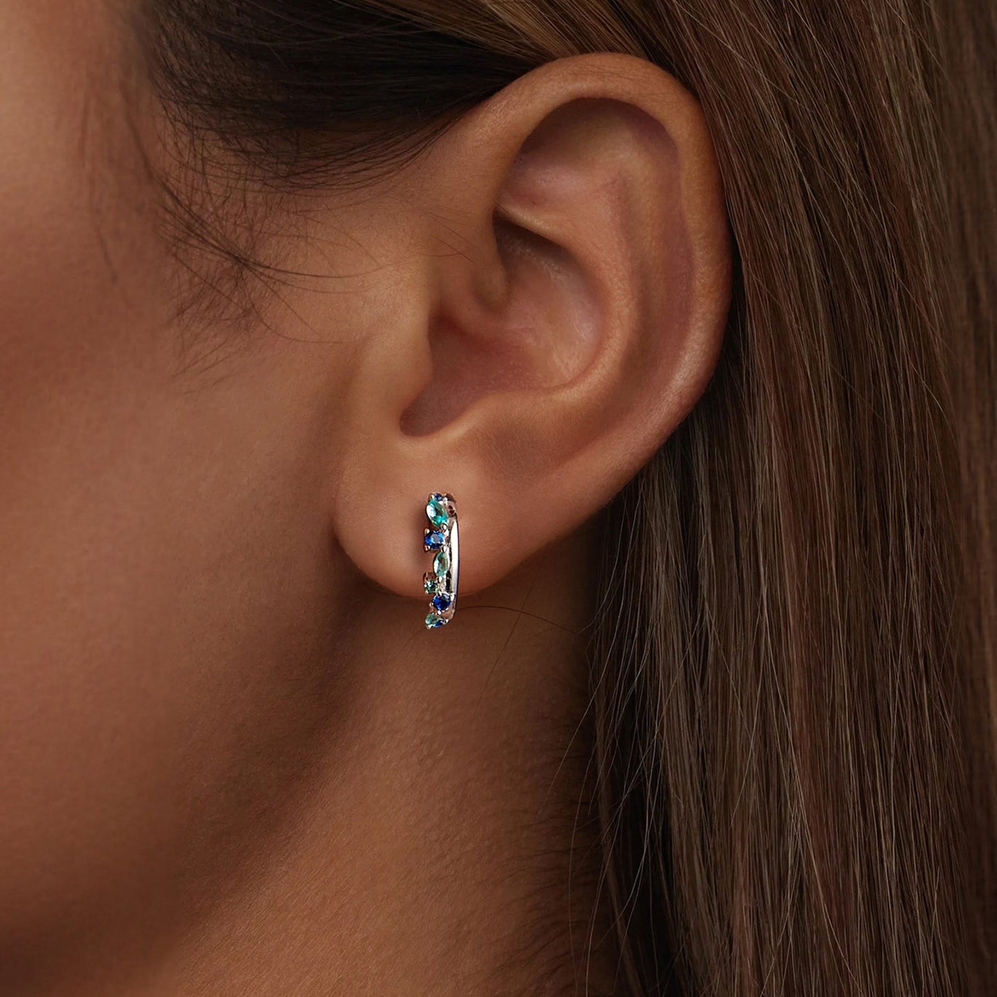925 Sterling Silver Earrings with Pavé Setting and White Gold Plating for Women