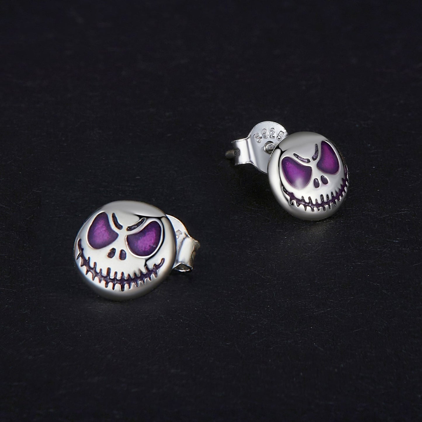 925 Sterling Silver Enamel Oxidized Earrings - 8mm for Women