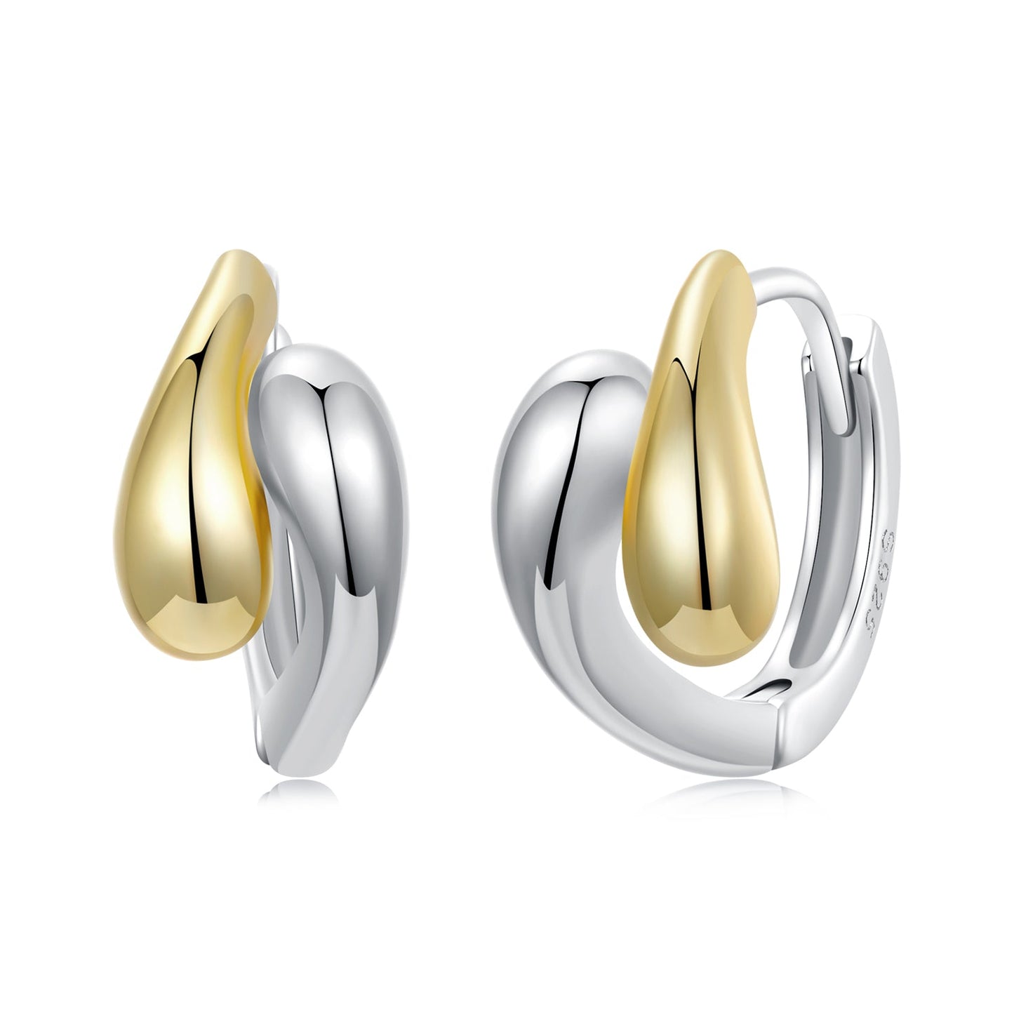 925 Sterling Silver & Plated Gold & Plated White Gold Earrings