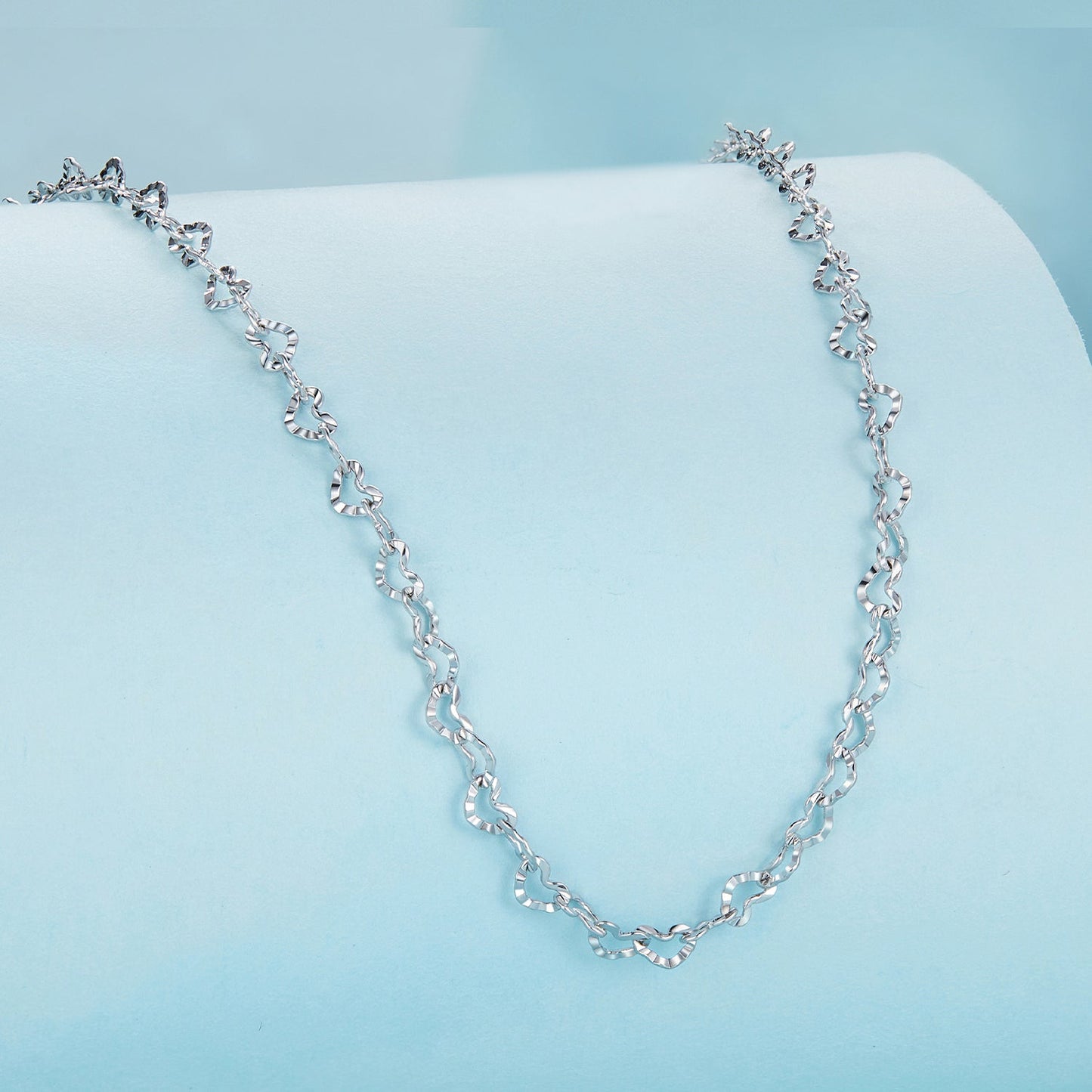 925 Sterling Silver Necklace with Platinum Plating, 395+55mm Length, 3.0mm Width for Women