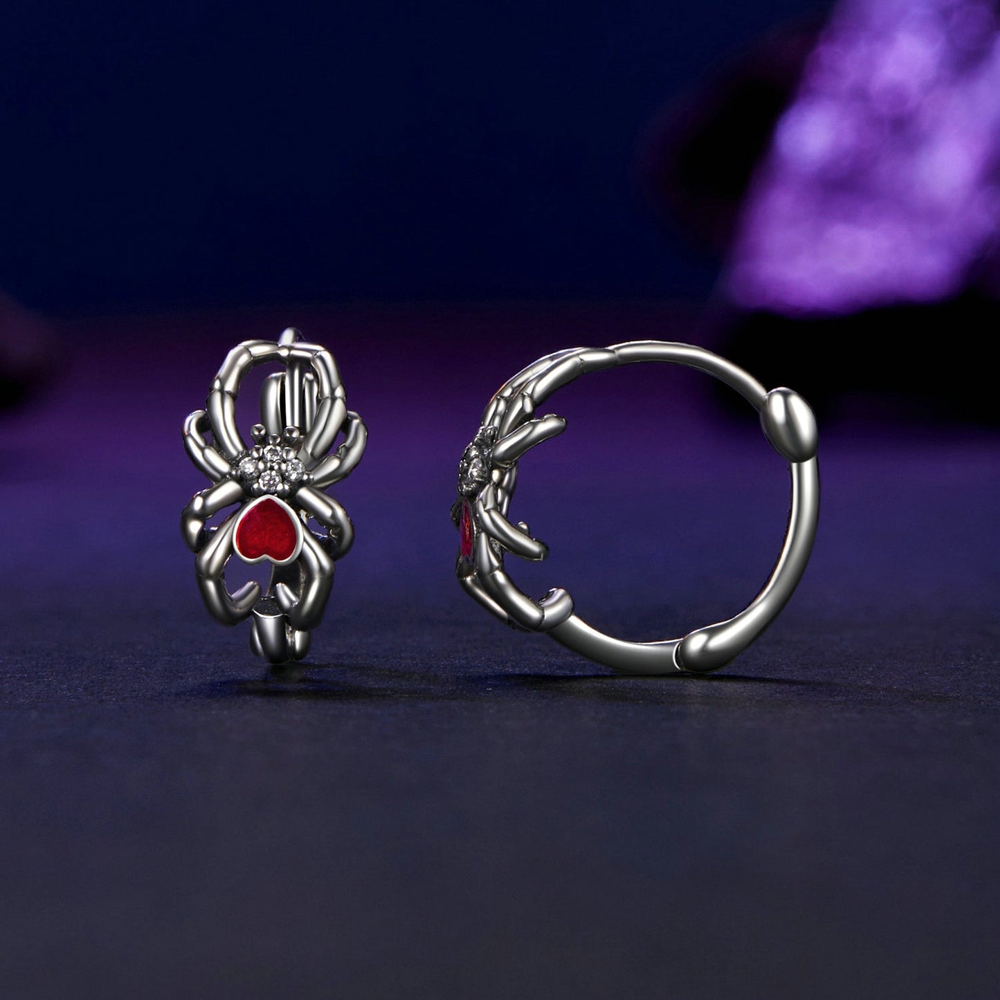 925 Sterling Silver Earrings with Pavé Setting CZ and Enamel Process
