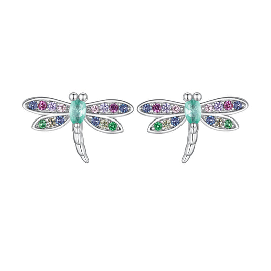 925 Sterling Silver Earrings with Pavé CZ and Transparent Glass