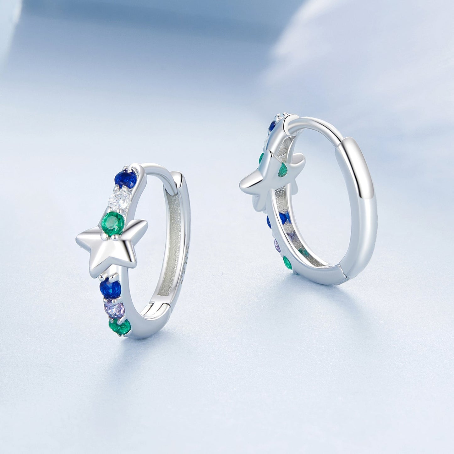 925 Sterling Silver Earrings with Pavé Setting CZ in White Gold for Women
