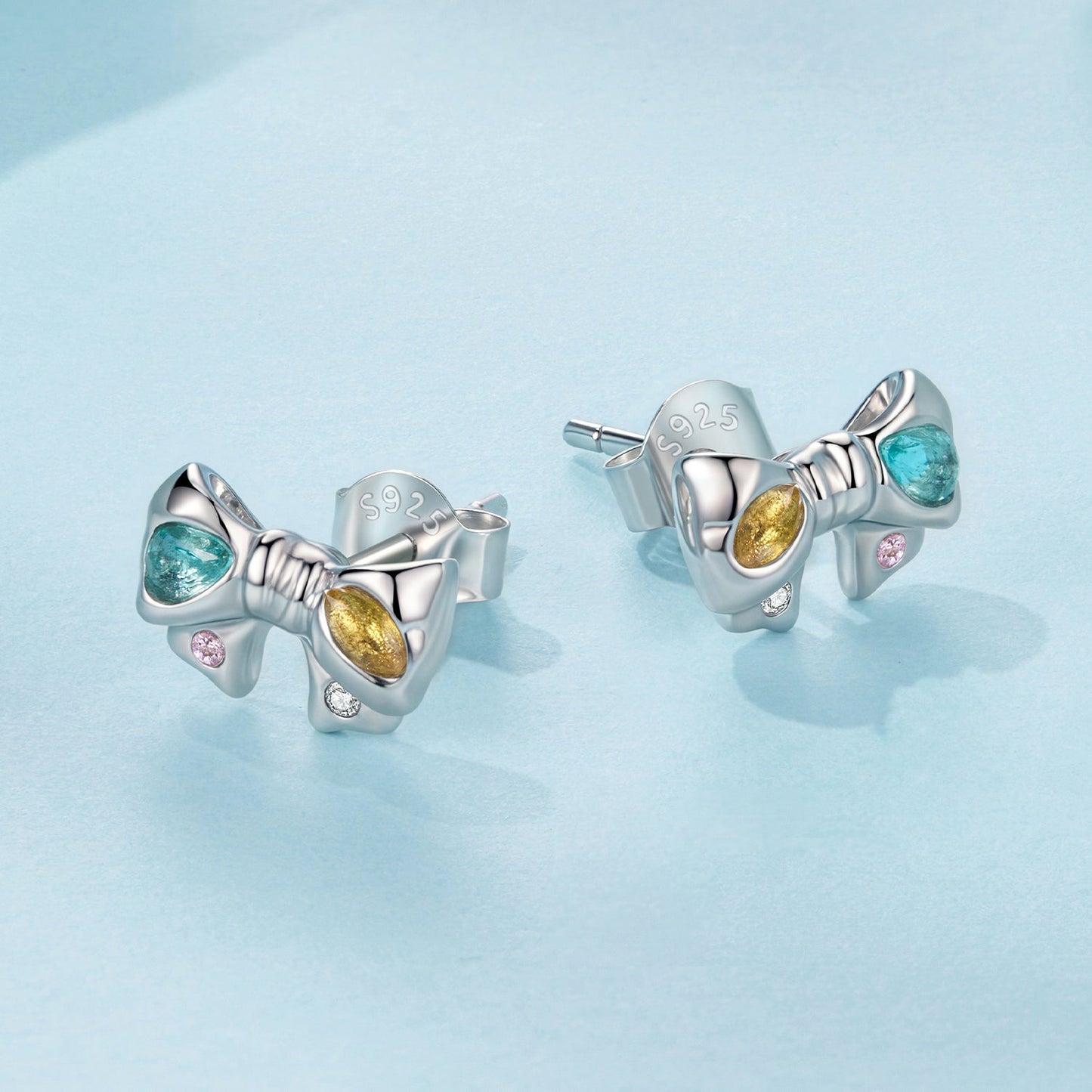 925 Sterling Silver Earrings with Transparent Glass and CZ for Women