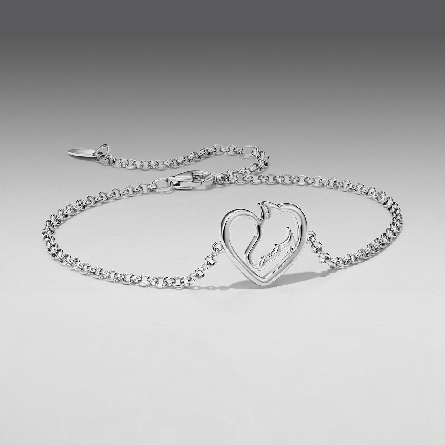 925 Sterling Silver Plated White Gold Bracelet 21cm for Women
