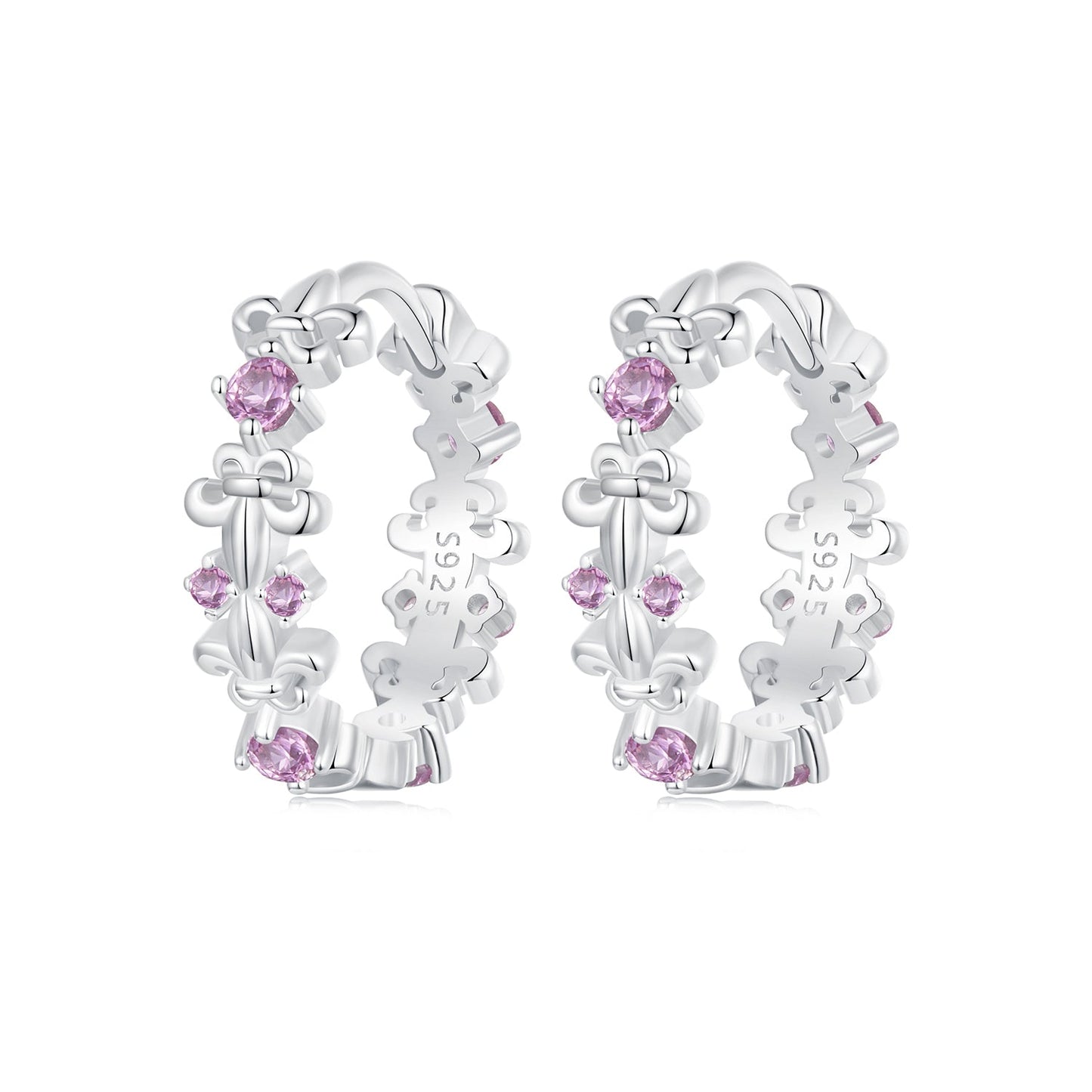 925 Sterling Silver Pavé CZ White Gold Plated Earrings for Women
