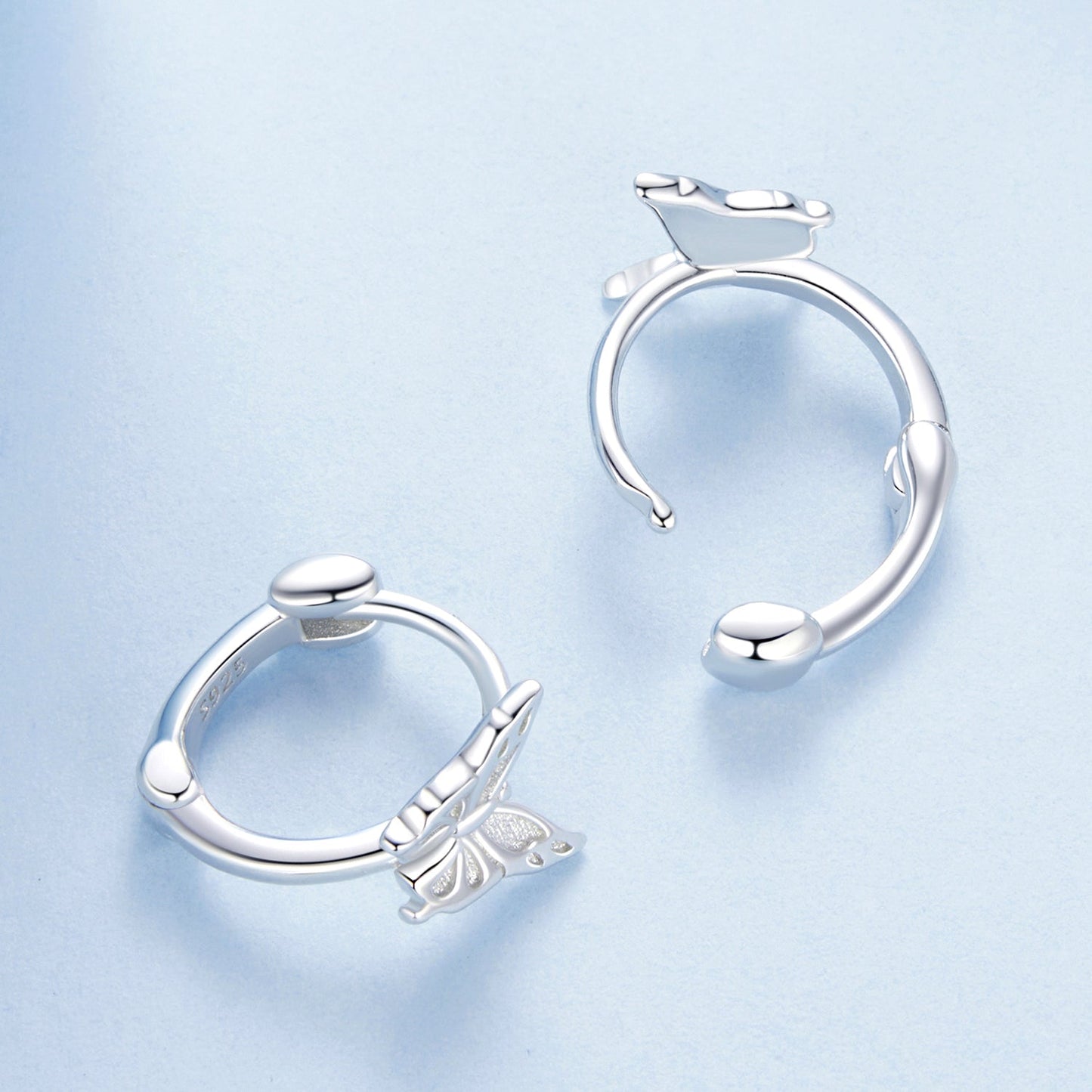 925 Sterling Silver Earrings with White Gold Plating, 1.1x0.7 cm, for Women