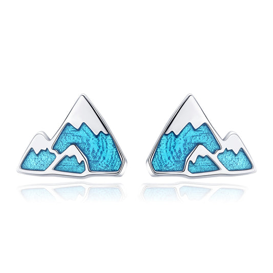 S925 Sterling Silver Earrings 0.7*0.9cm with Plated Platinum and Enamel