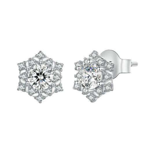 925 Sterling Silver Pavé Setting CZ Platinum Plated Earrings