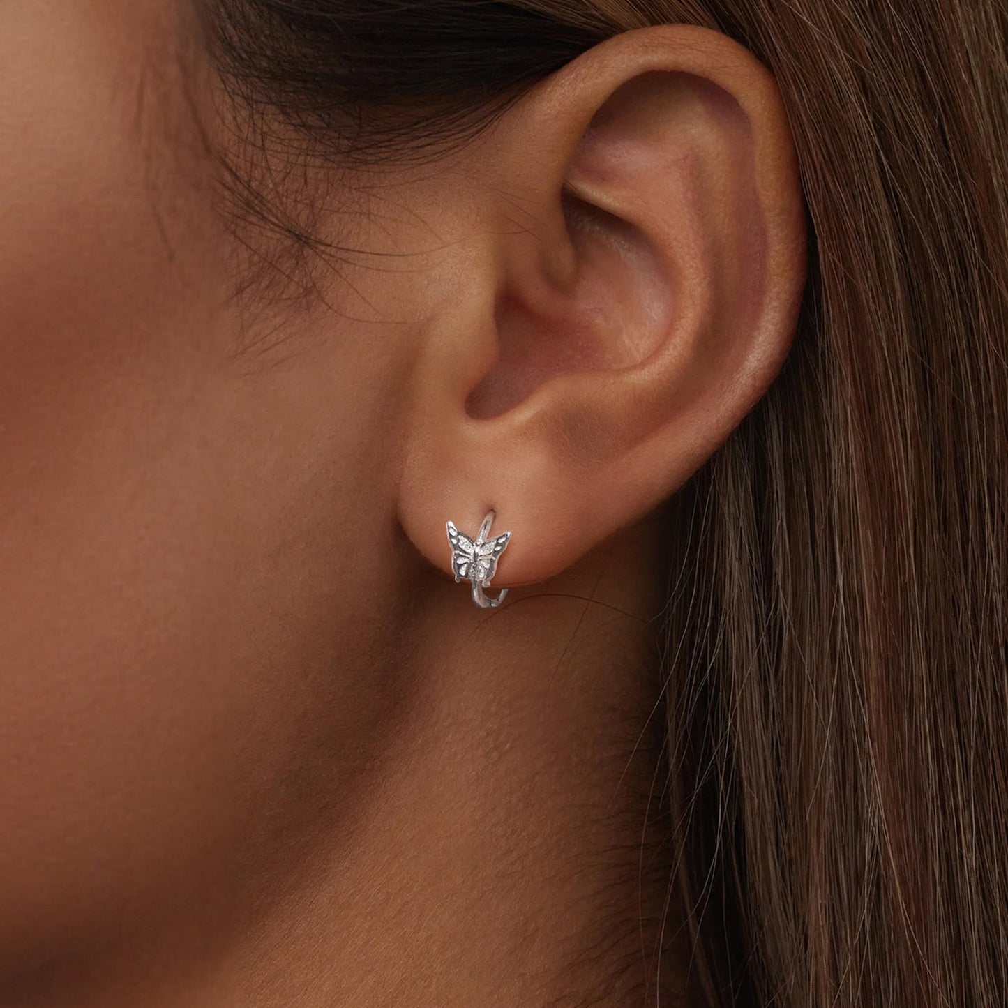 925 Sterling Silver Earrings with White Gold Plating, 1.1x0.7 cm, for Women