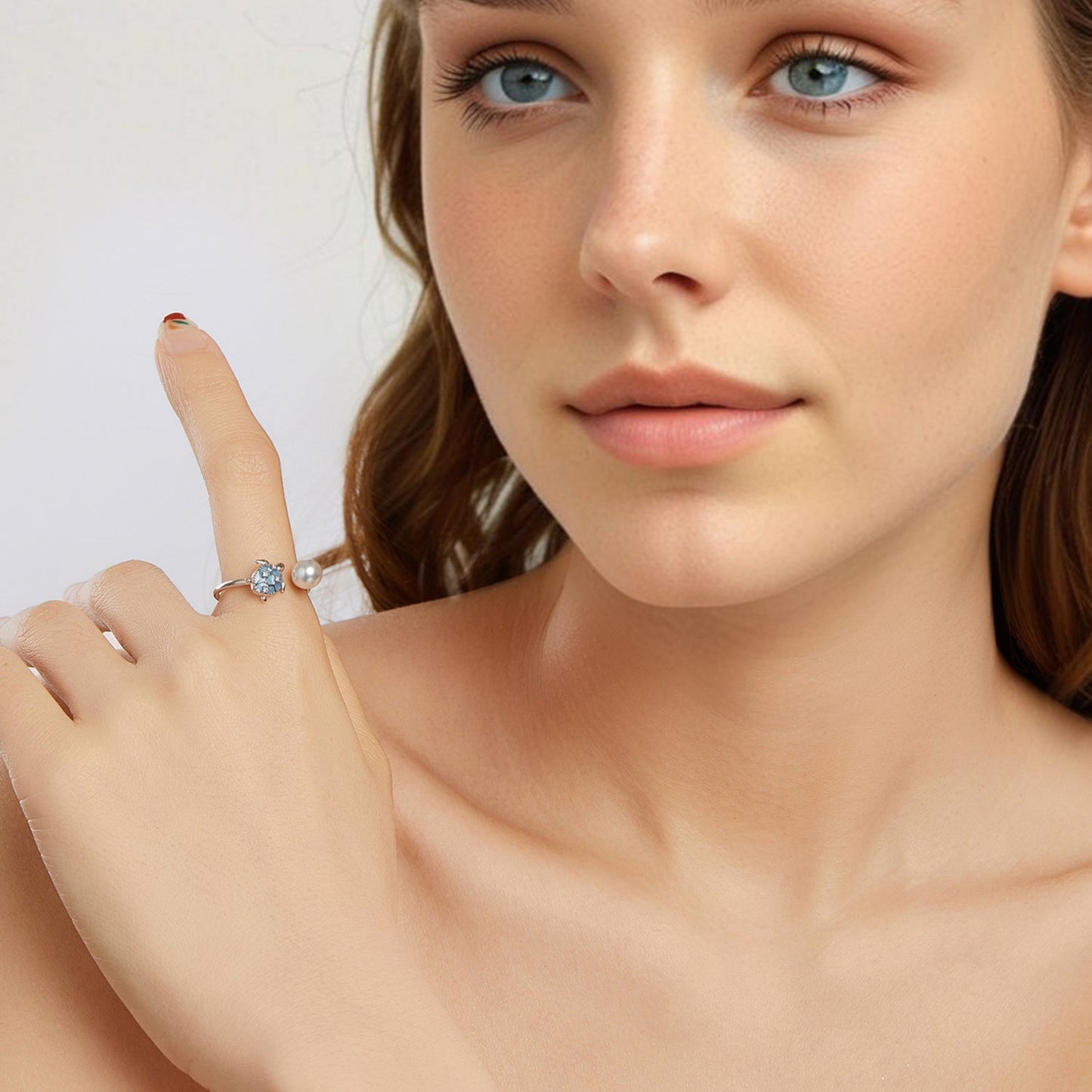925 Sterling Silver Turtle Ring with Quality Shell Pearl & CZ - Size: nan
