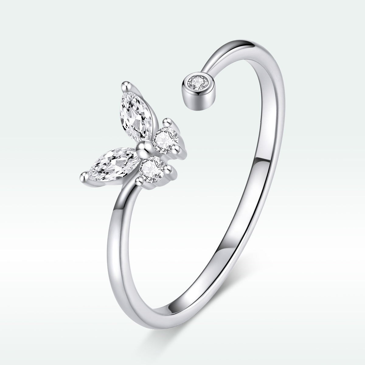 925 Sterling Silver Ring with Pavé Setting CZ, Butterfly Design, 0.6cm for Women