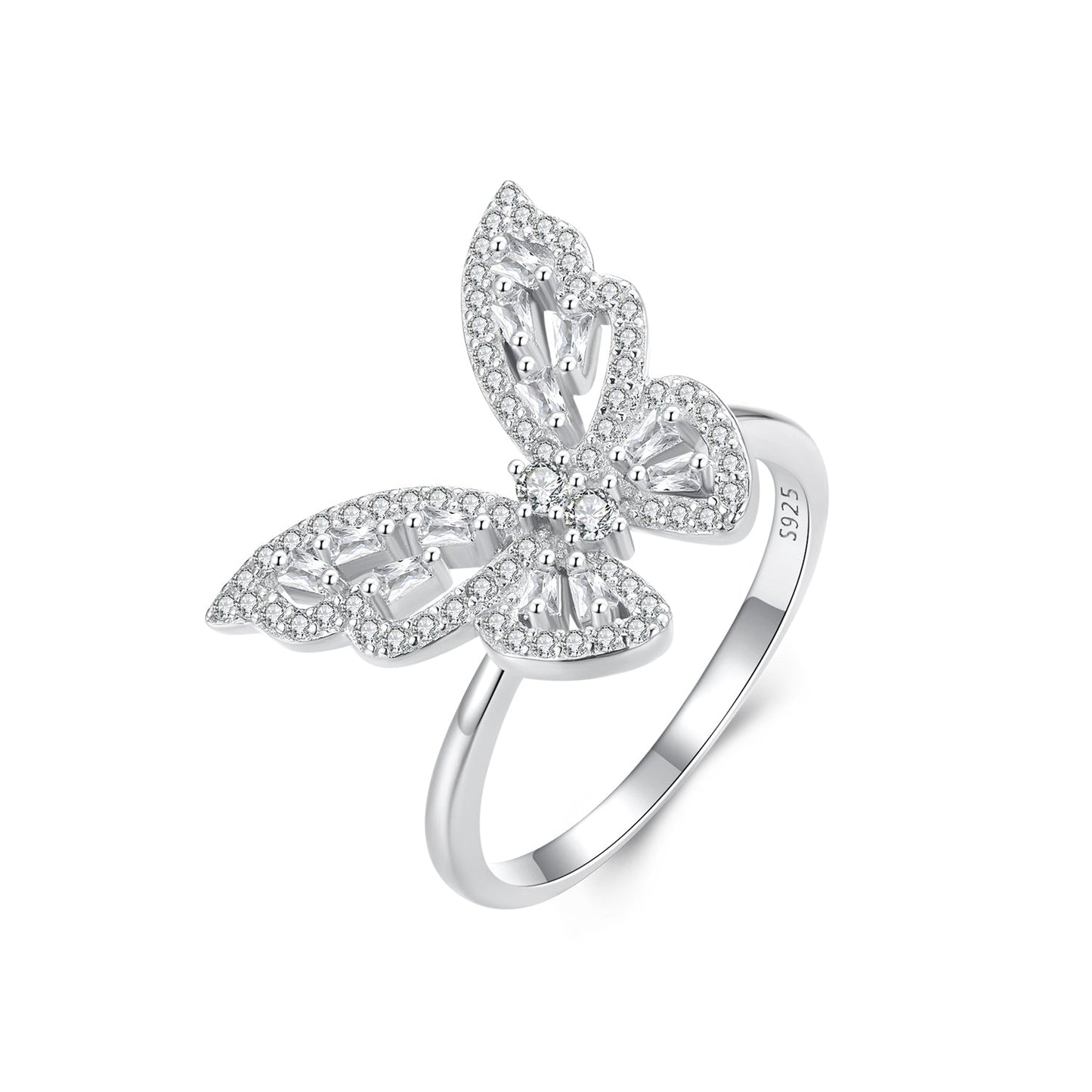 925 Sterling Silver White Gold Plated 1.9mm CZ Pavé Setting Ring Size 7 for Women
