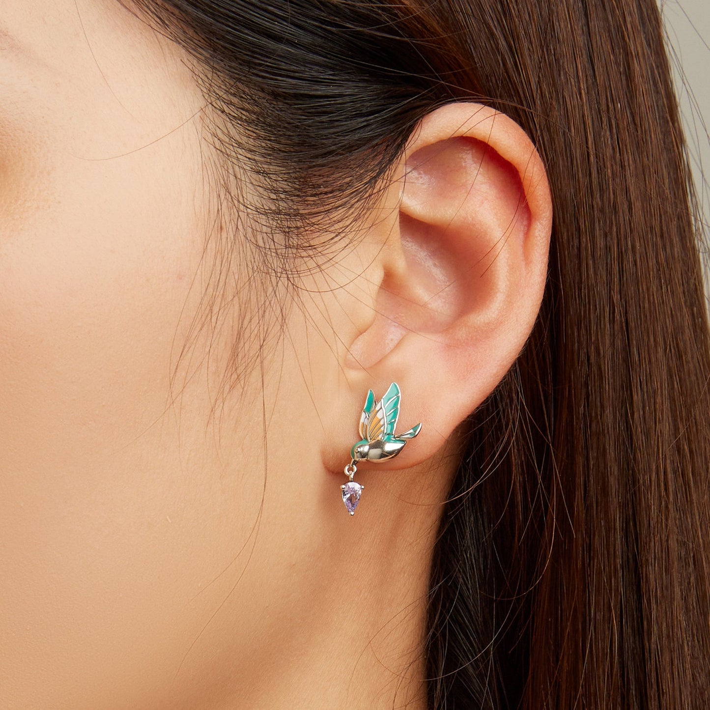 925 Sterling Silver Enamel Pavé Setting CZ Earrings