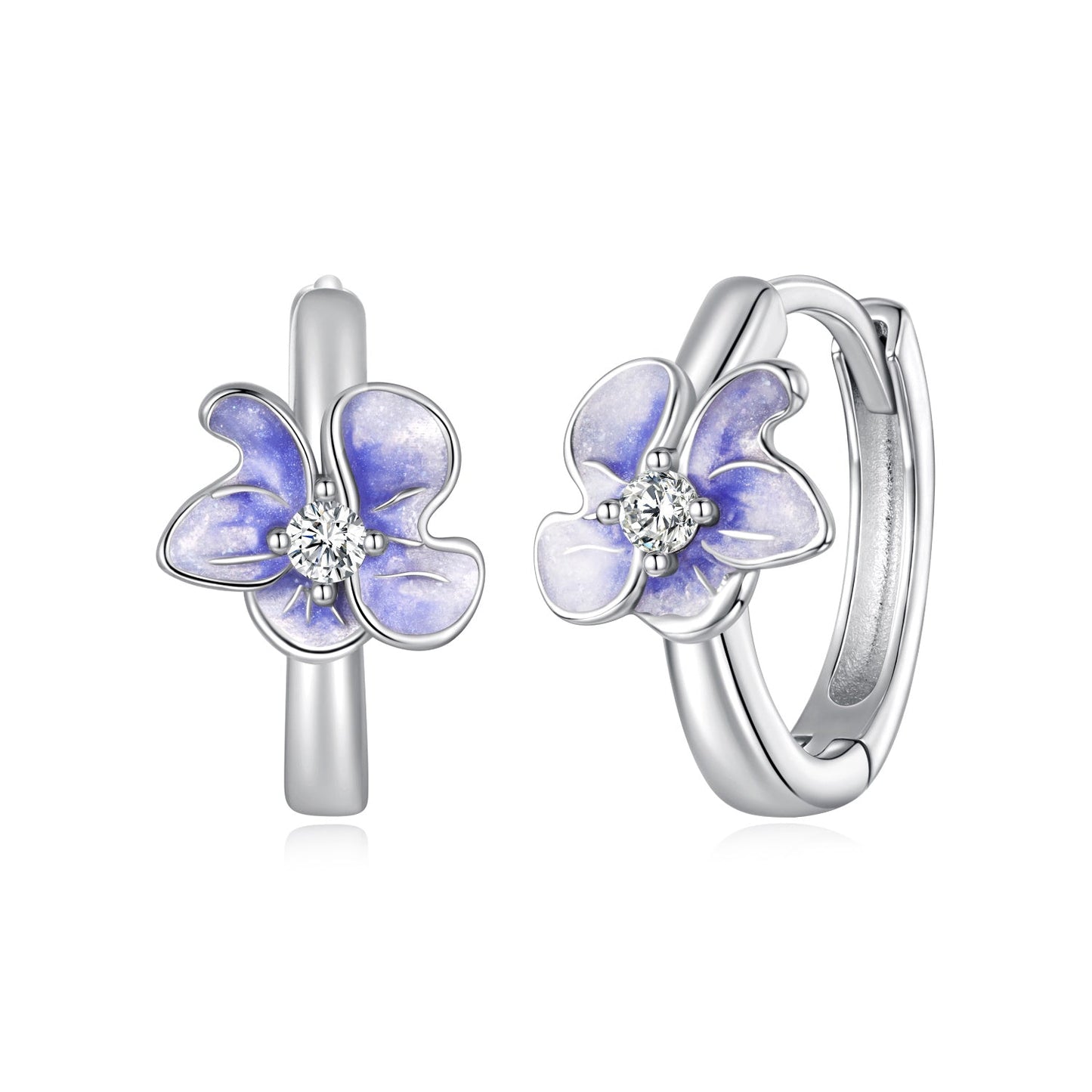 925 Sterling Silver White Gold Plated Enamel CZ Hoop Earrings for Women