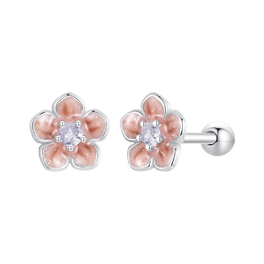 925 Sterling Silver Earrings with White Gold Plating and Pavé Setting CZ