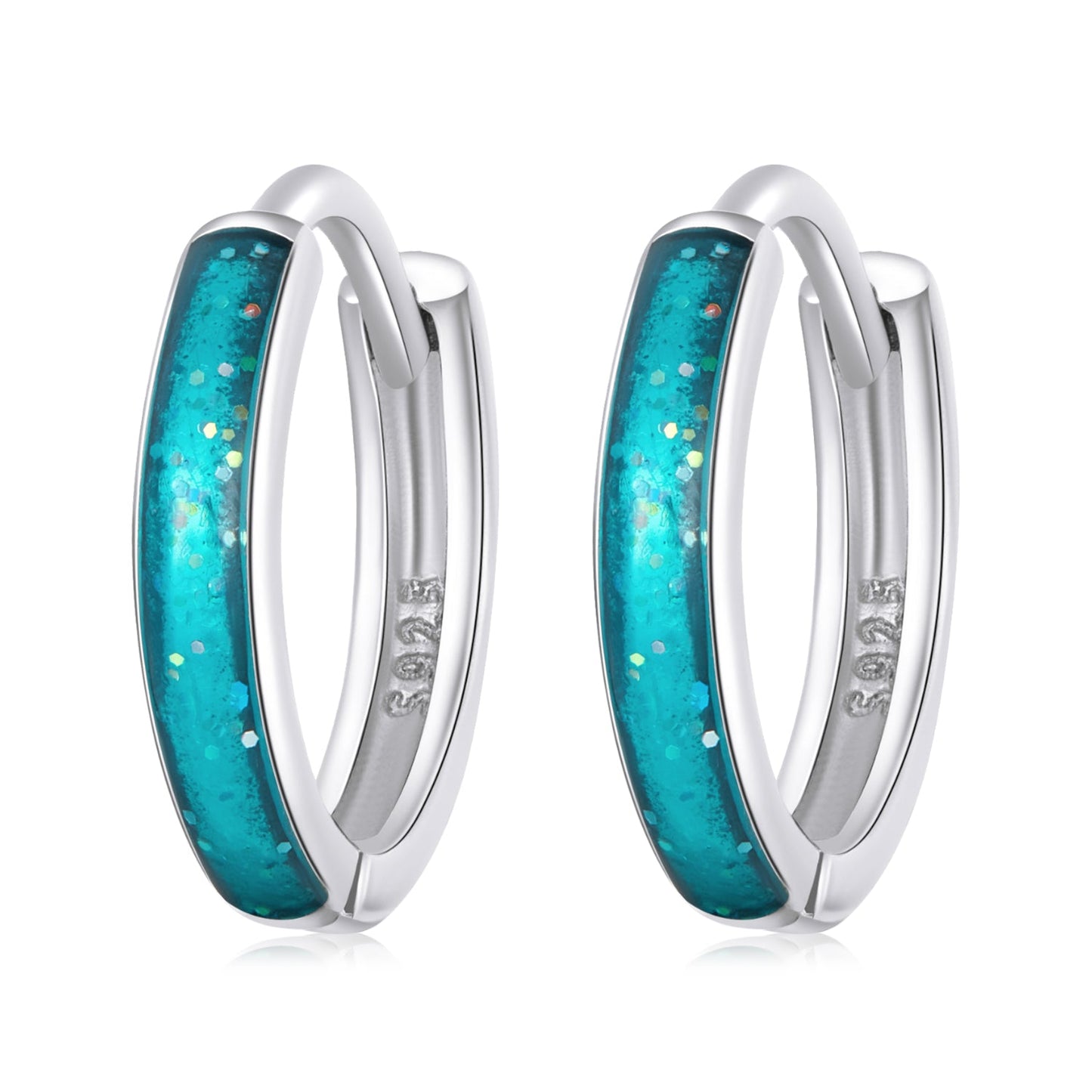 925 Sterling Silver Enamel Oxidized Silver Earrings