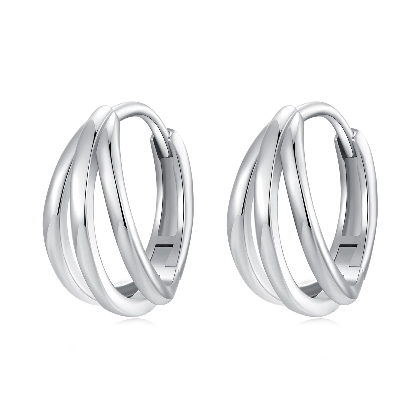 925 Sterling Silver Earrings with White Gold Plating, 1.3*0.6 cm, For Women