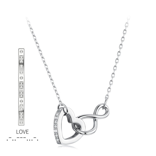 925 Sterling Silver Necklace with Pavé Setting CZ, 40+5cm, Plated White Gold, Women