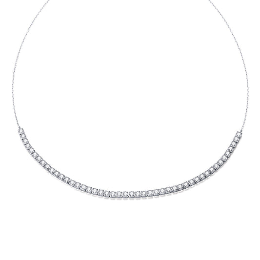 925 Sterling Silver Adjustable Pavé Setting CZ Necklace
