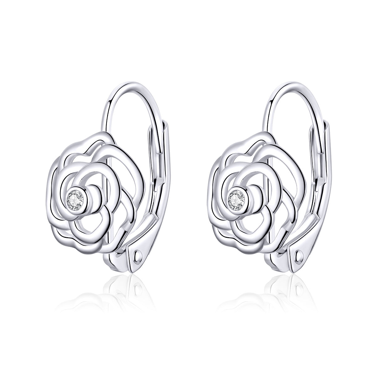925 Sterling Silver Earrings with Pavé Setting CZ - 1.4x0.9 cm for Women