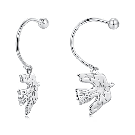 925 Sterling Silver Earrings with Pavé Setting CZ and White Gold Plating for Women