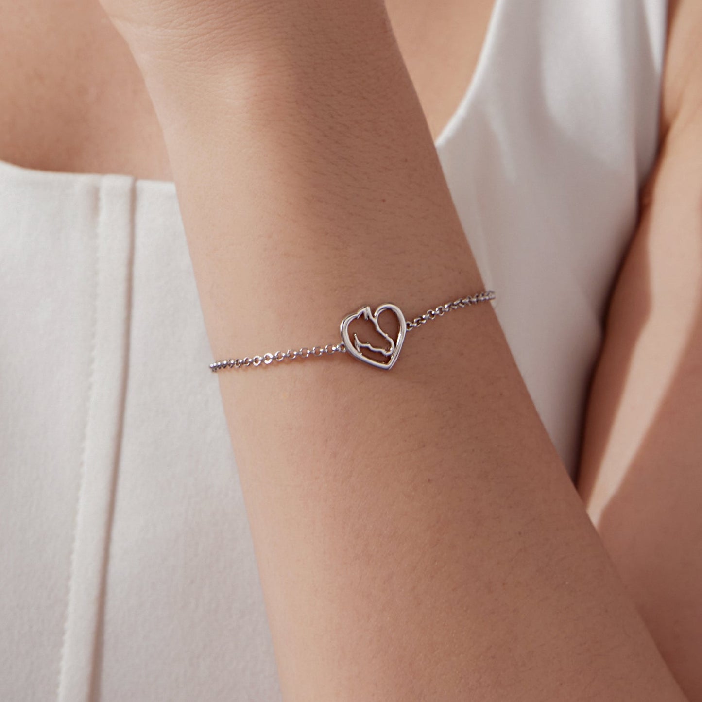 925 Sterling Silver Plated White Gold Bracelet 21cm for Women