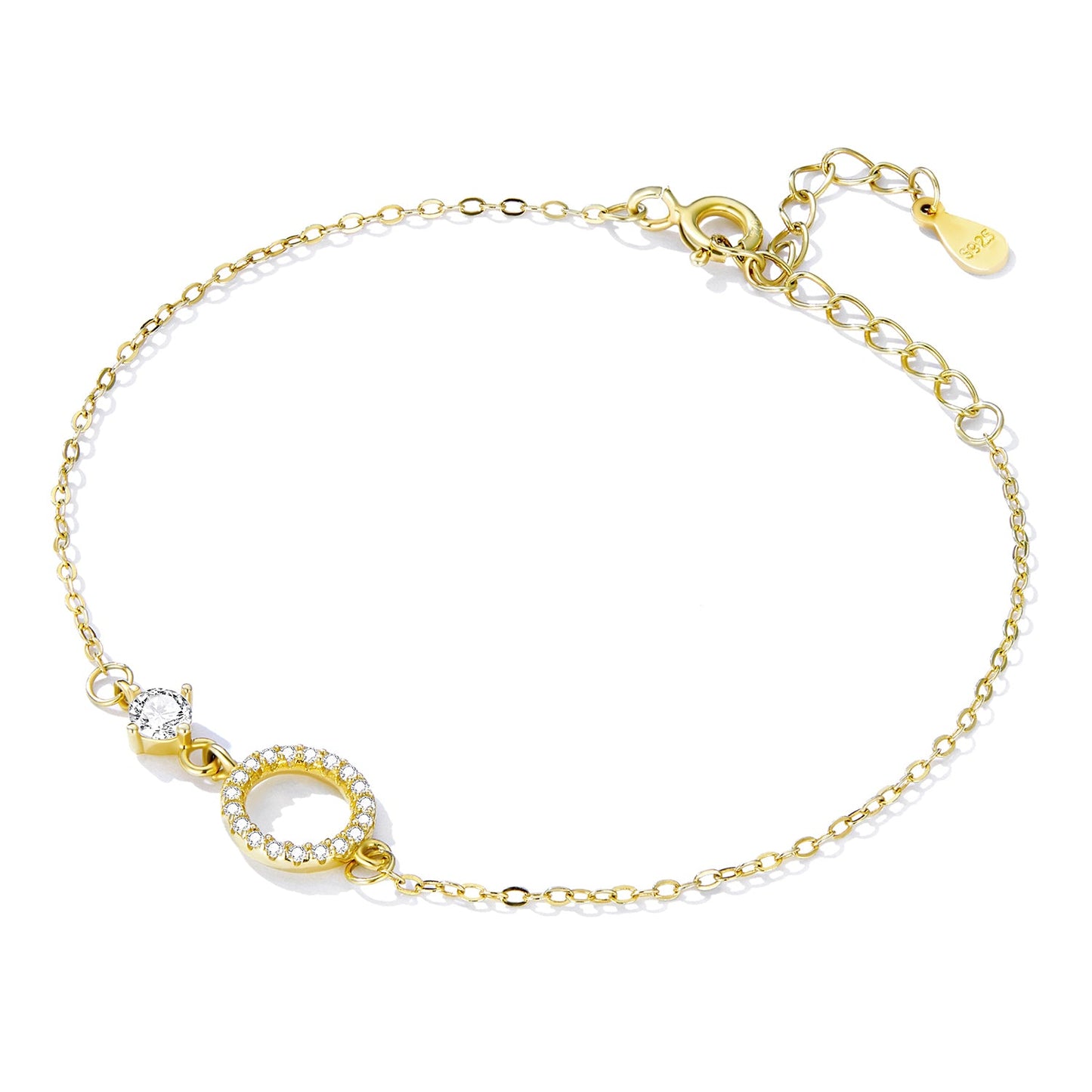 925 Sterling Silver Adjustable Bracelet with Pavé Set CZ for Women