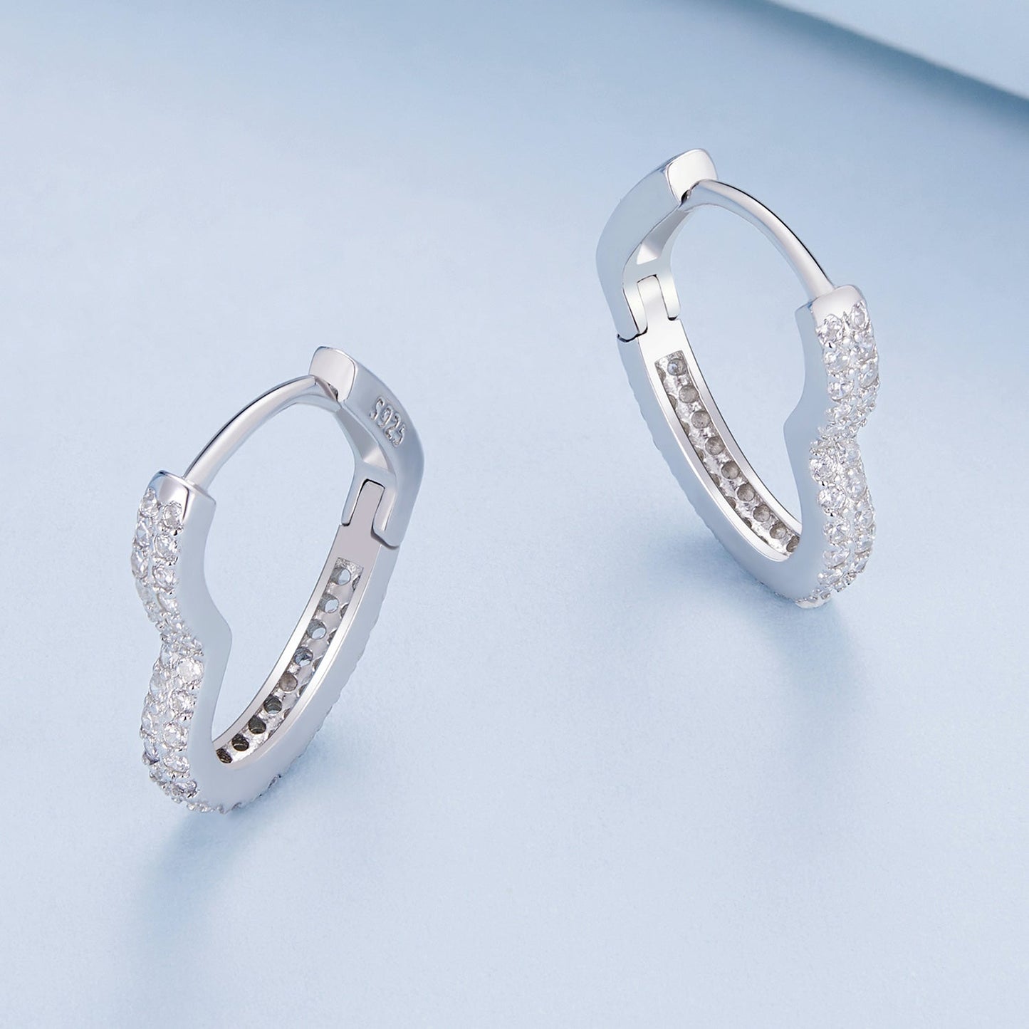925 Sterling Silver Earrings with Cubic Zirconia in Platinum Finish