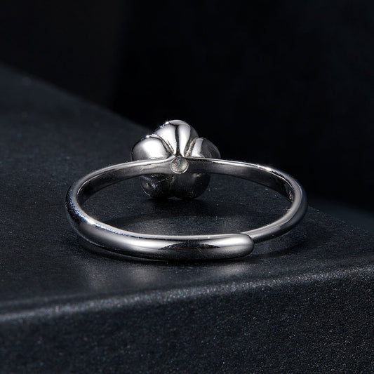 925 Sterling Silver White Gold Plated Moissanite Ring Size E for Women