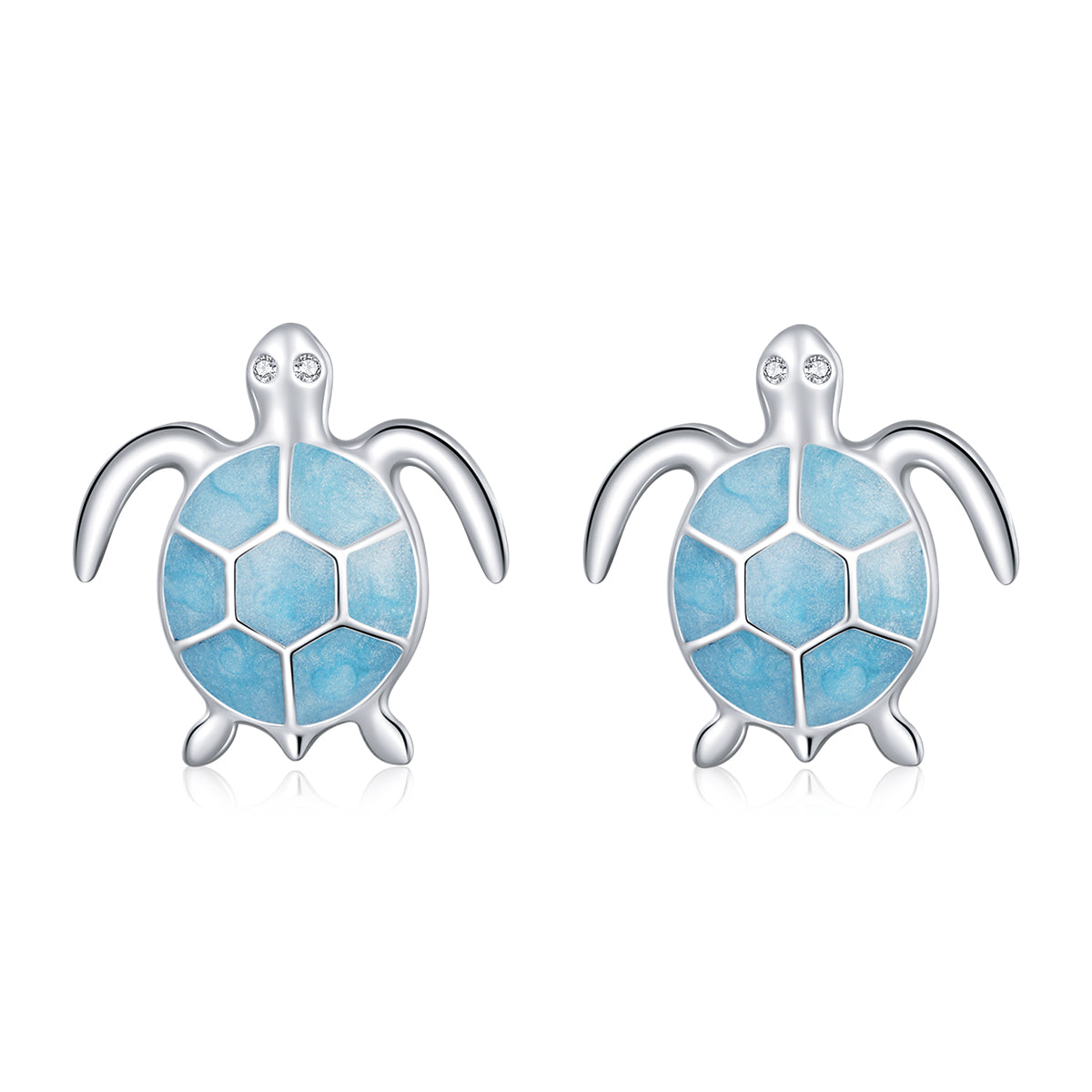 925 Sterling Silver Earrings for Women - Pavé Setting CZ with Enamel Process - 1cm
