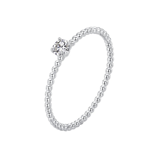 925 Sterling Silver 3mm Moissanite Ring for Women - Size 6
