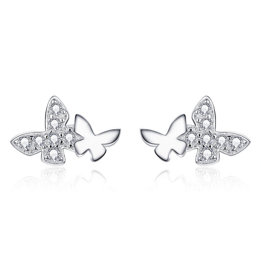 925 Sterling Silver Earrings with Pavé Setting CZ - 0.6*0.9cm