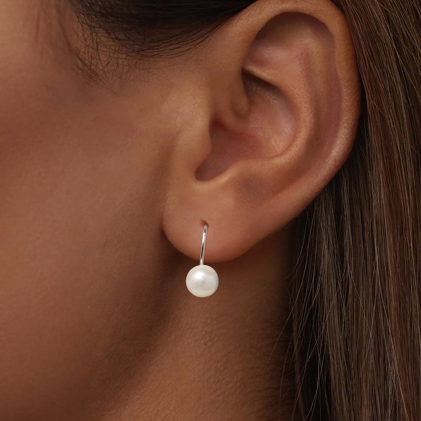 925 Sterling Silver White Gold Plated Freshwater Pearl Earrings for Women