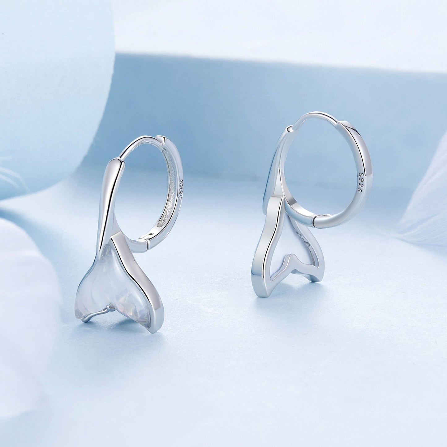 925 Sterling Silver Transparent Glass Earrings for Women